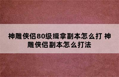 神雕侠侣80级缉拿副本怎么打 神雕侠侣副本怎么打法